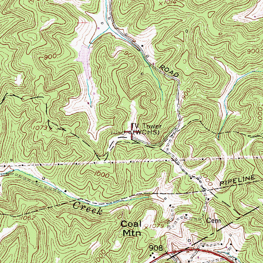 Topographic Map of WCHS-TV (Charleston), WV