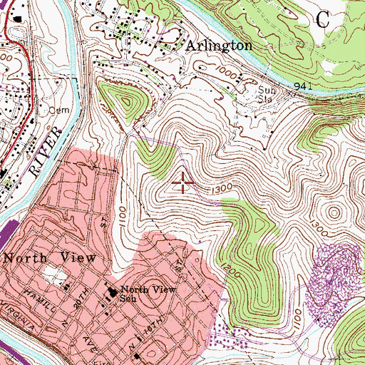 Topographic Map of WLYJ-TV (Clarksburg), WV