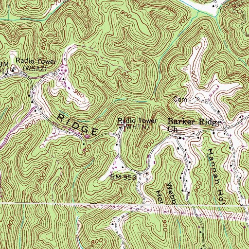 Topographic Map of WOWK-TV (Huntington), WV
