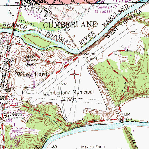 Topographic Map of Greater Cumberland Regional Airport, WV