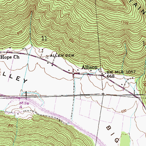 Topographic Map of Allison, AL