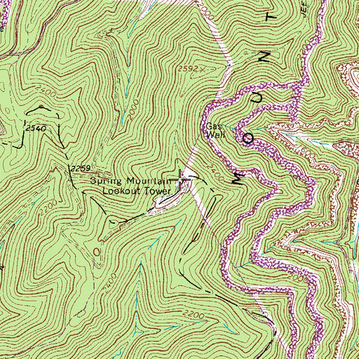 Topographic Map of Spring Mountain Lookout Tower, WV