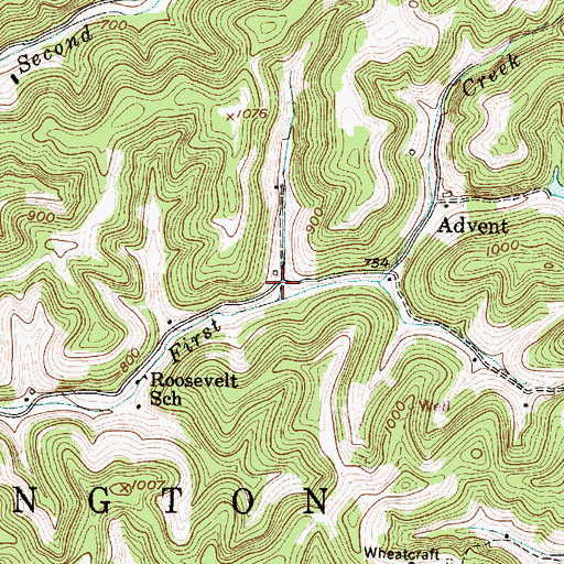 Topographic Map of Advent Post Office, WV