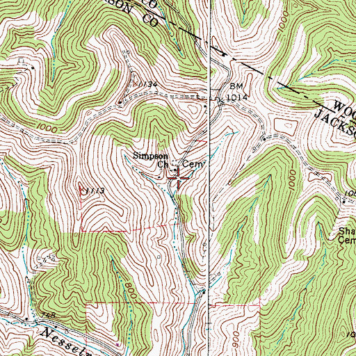 Topographic Map of Beatysville (historical), WV