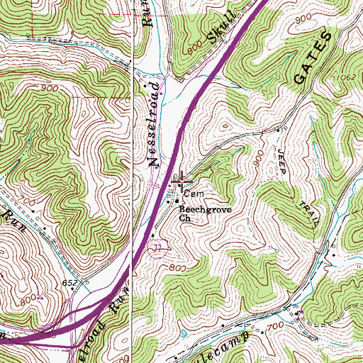 Topographic Map of Beech Grove School (historical), WV
