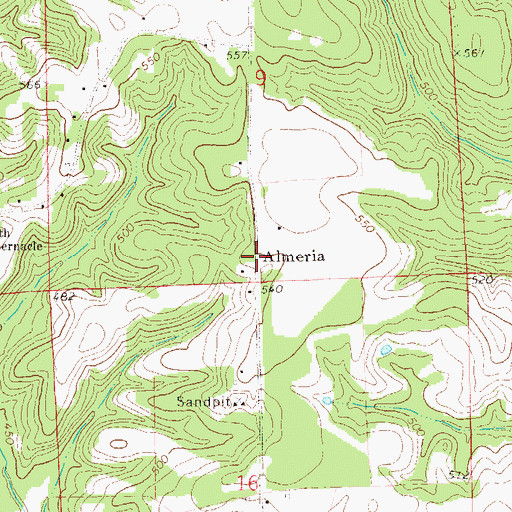 Topographic Map of Almeria, AL