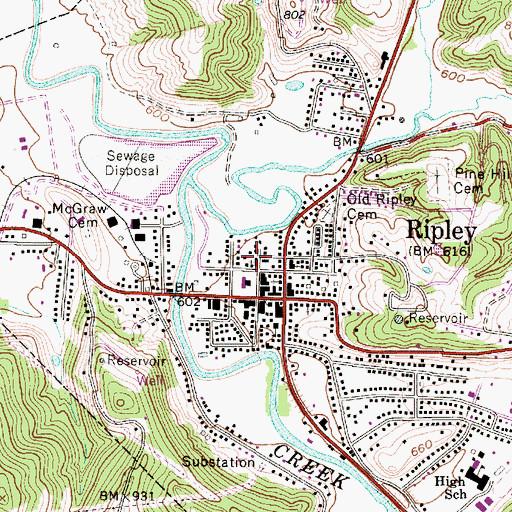 Topographic Map of Calvary United Methodist Church, WV