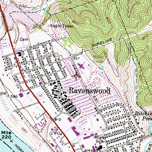 Topographic Map of Church of Christ, WV