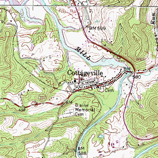 Topographic Map of Cottageville Elementary School, WV
