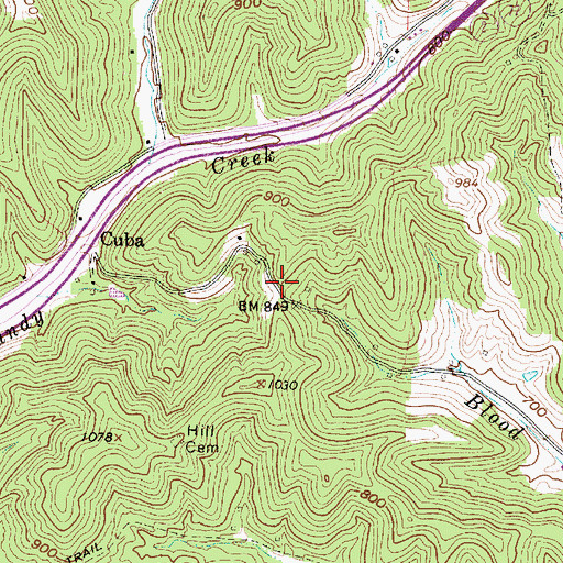 Topographic Map of Cuba School (historical), WV