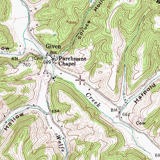Topographic Map of Given Post Office, WV