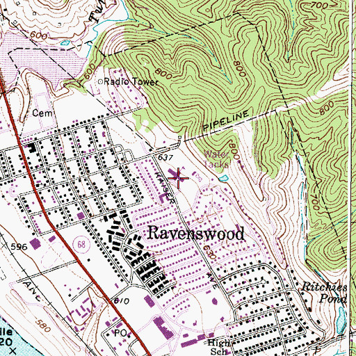 Topographic Map of Henry J Kaiser Elementary School, WV