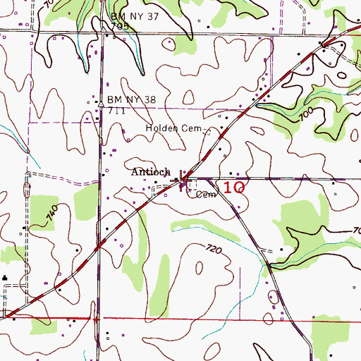 Topographic Map of Antioch, AL