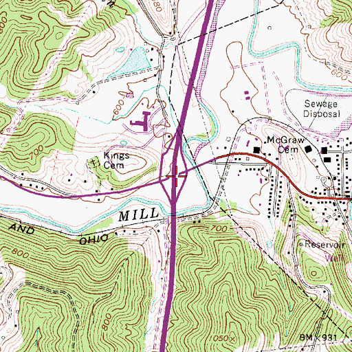 Topographic Map of Interchange 138, WV