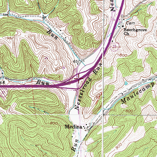 Topographic Map of Interchange 154, WV