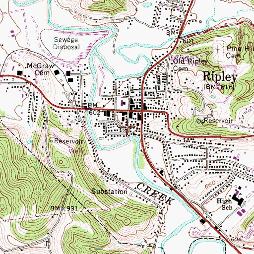 Topographic Map of Jackson County Courthouse, WV