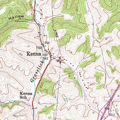 Topographic Map of Kenna Post Office, WV