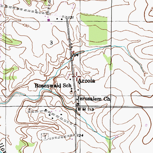 Topographic Map of Arcola, AL