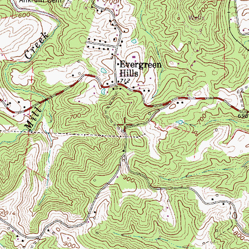 Topographic Map of Lone Oak School (historical), WV