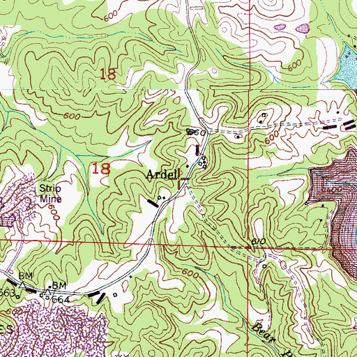 Topographic Map of Ardell, AL