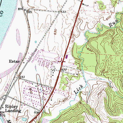 Topographic Map of Millwood Post Office, WV