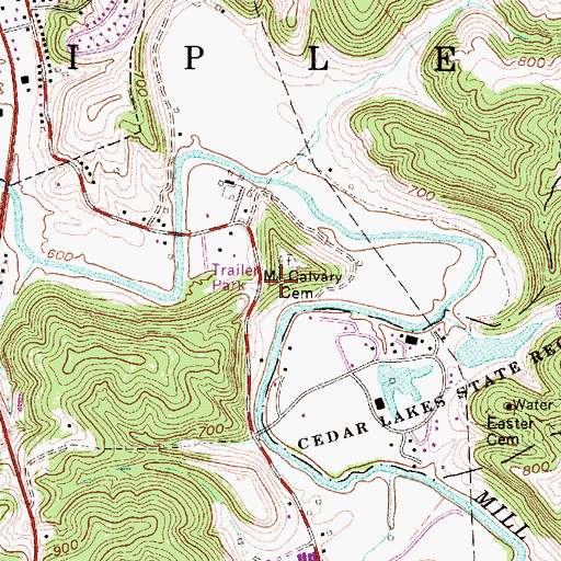 Topographic Map of Mount Calvary Church (historical), WV