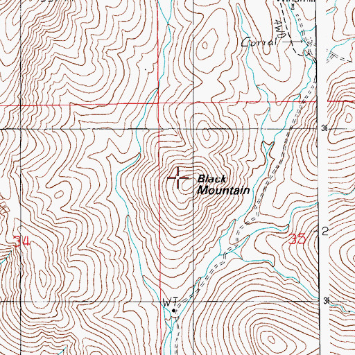 Topographic Map of Black Mountain, AZ