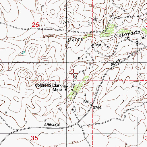 Topographic Map of Silver Shield Mine, AZ