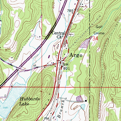 Topographic Map of Argo, AL