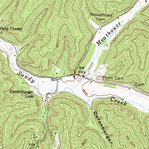 Topographic Map of Nesselroad (historical), WV
