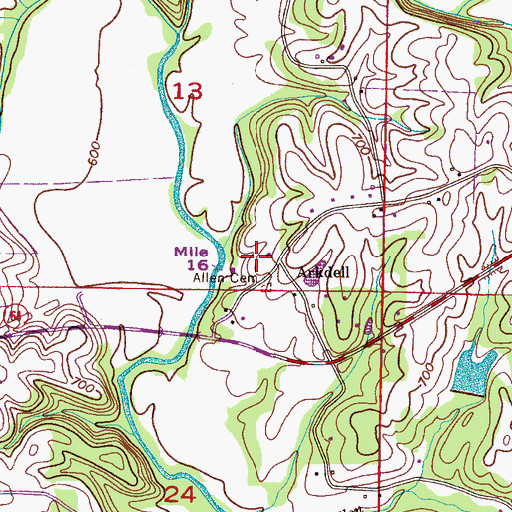 Topographic Map of Arkdell, AL