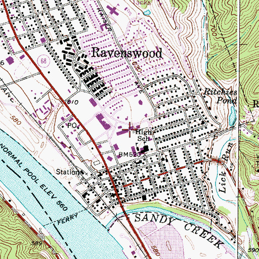 Topographic Map of Ravenswood High School, WV