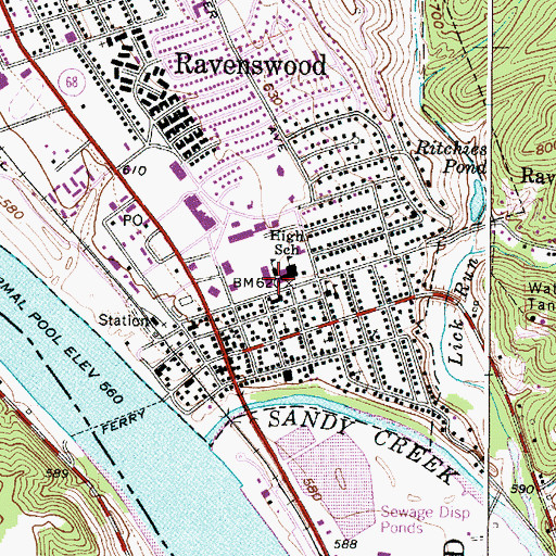 Topographic Map of Ravenswood Middle School, WV