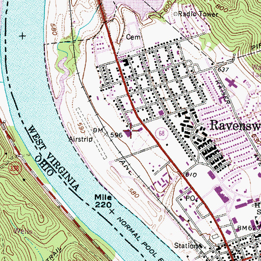 Topographic Map of Ravenswood Plaza Shopping Center, WV