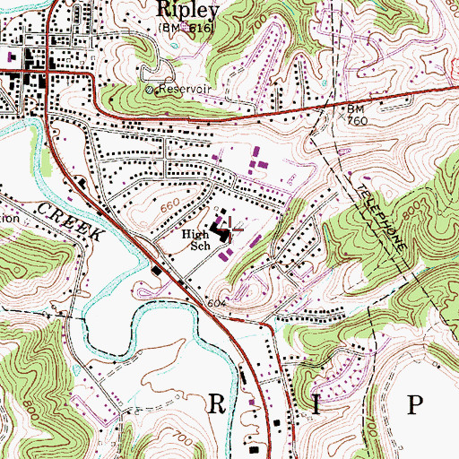Topographic Map of Ripley High School, WV