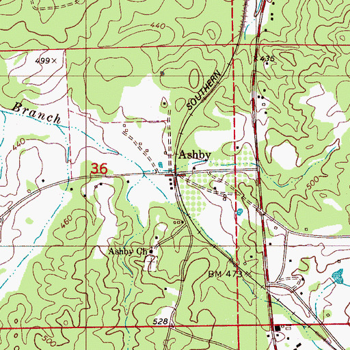 Topographic Map of Ashby, AL