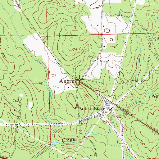 Topographic Map of Aubrey, AL