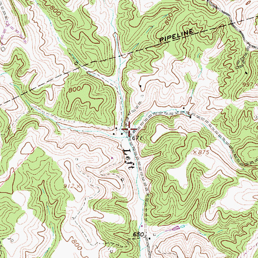 Topographic Map of Three Forks of Sycamore School (historical), WV