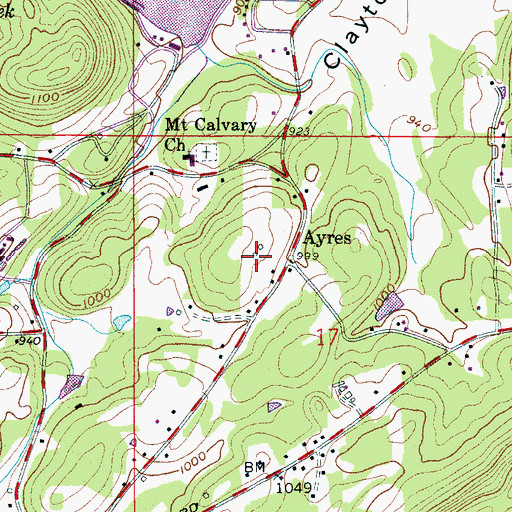 Topographic Map of Ayres, AL