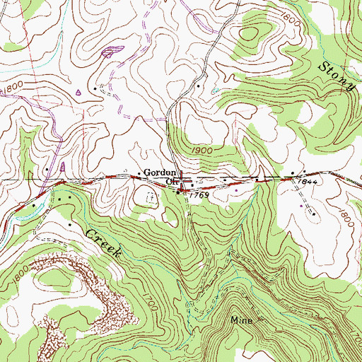 Topographic Map of Gordon School (historical), WV
