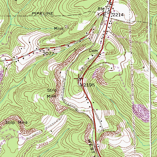 Topographic Map of Mountain View, WV