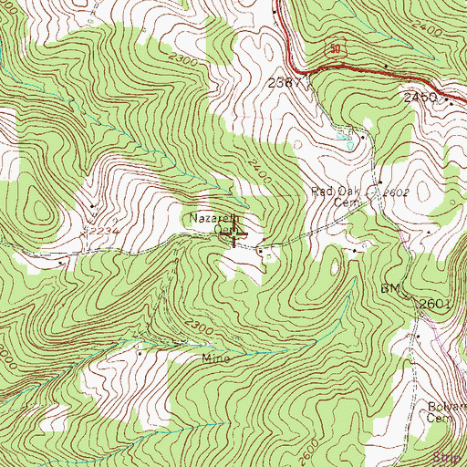 Topographic Map of Nazareth Church (historical), WV