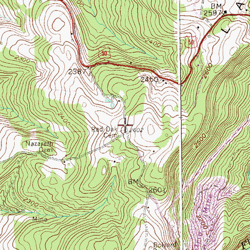 Topographic Map of Redoak School (historical), WV