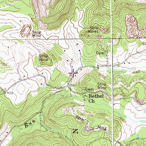 Topographic Map of Sand Run School (historical), WV