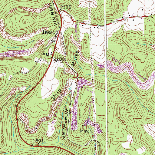 Topographic Map of Towson (historical), WV