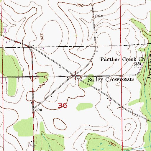 Topographic Map of Bailey Crossroads, AL
