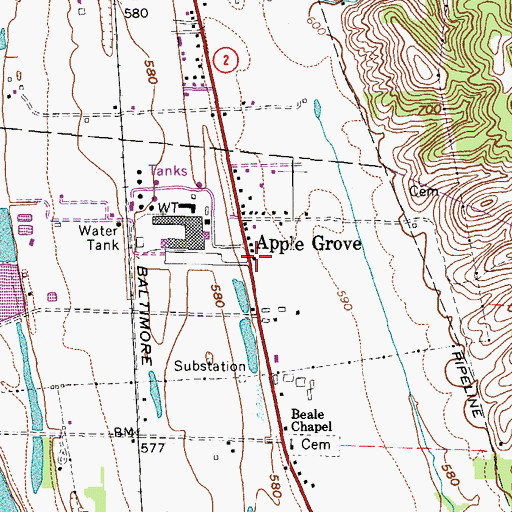 Topographic Map of Apple Grove Post Office, WV