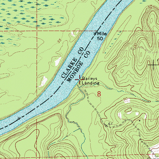 Topographic Map of Baileys Landing, AL