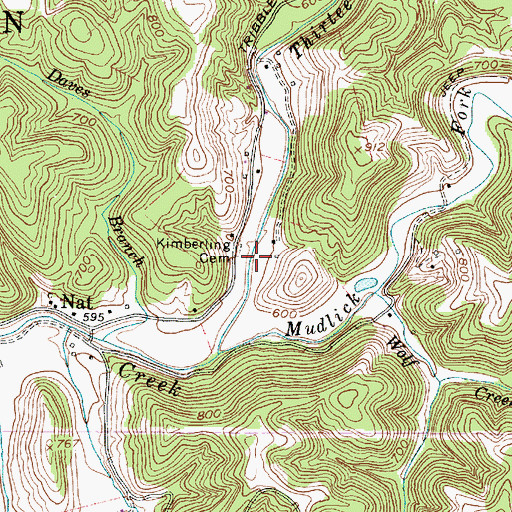 Topographic Map of Bennett Spring, WV