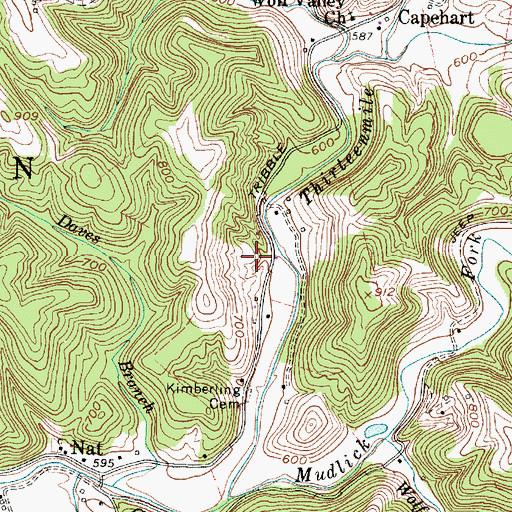Topographic Map of Bennett Spring, WV